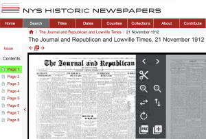 screenshot of nyshistoricnewspapers.org