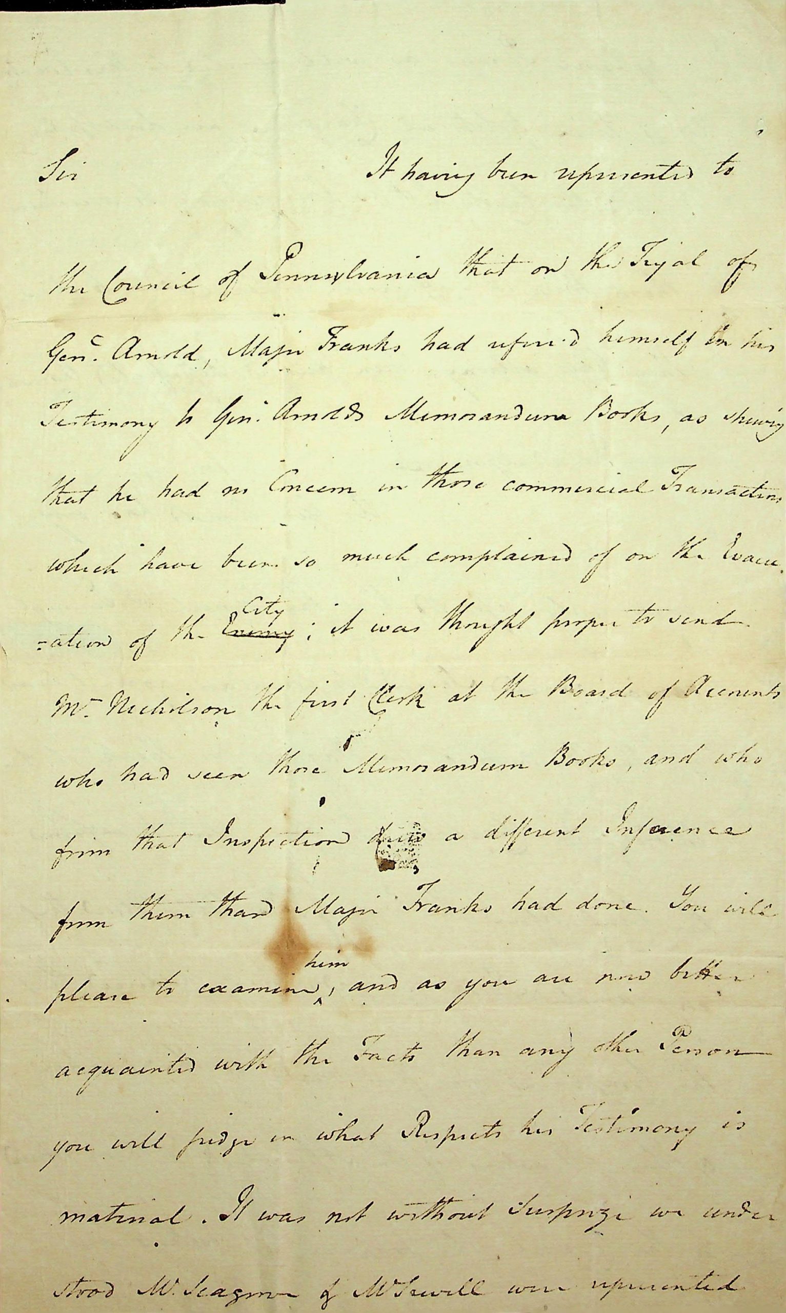 Hand written letter in script font