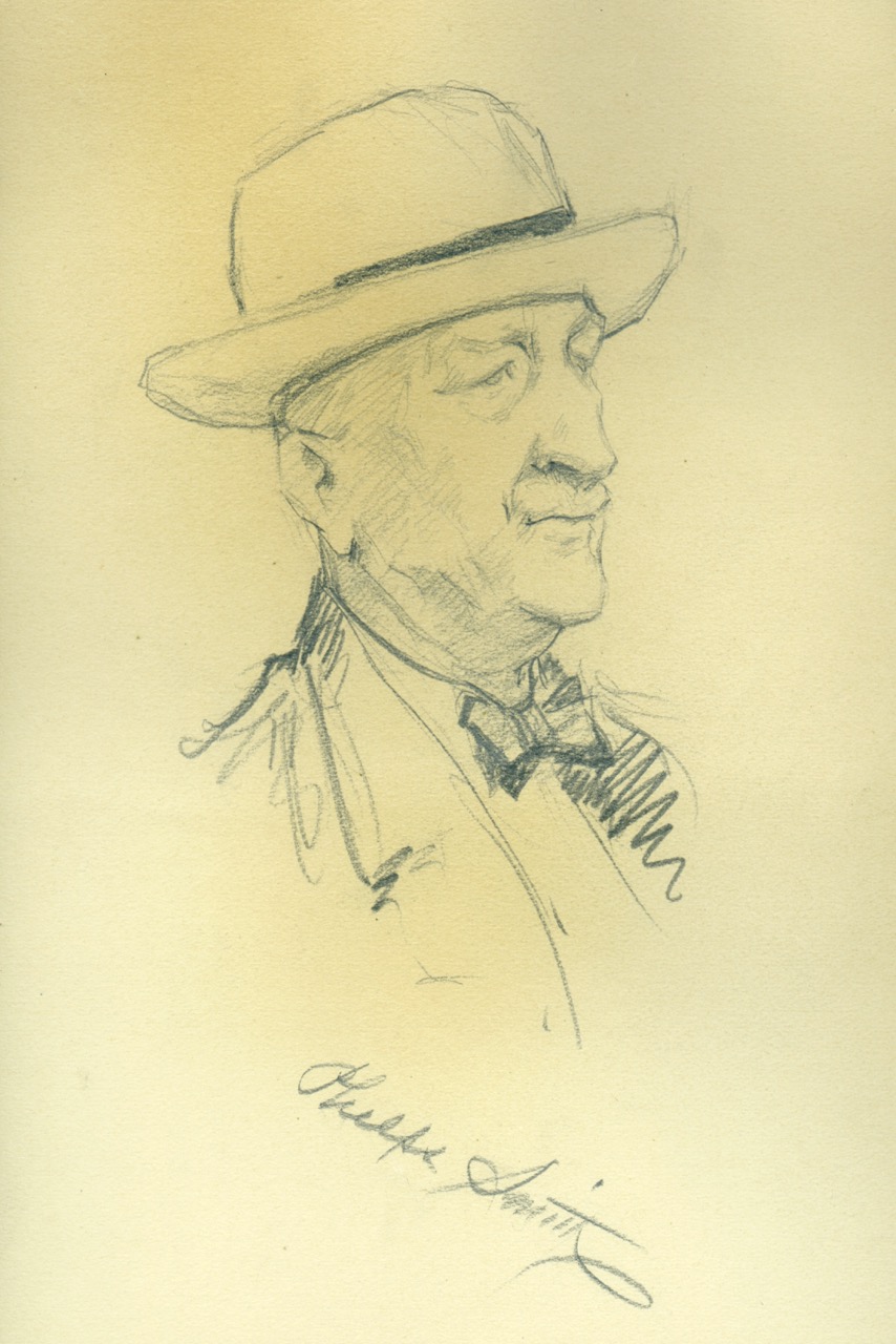 portrait pencil sketch of President Coolidge